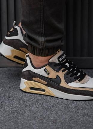 Кроссовки nike air max 90 воздушная капсула пена кожа текстиль коричневый с персиковым