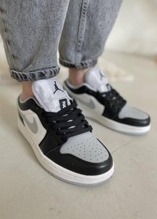 Кроссовки nike air jordan 1 low white silver black7 фото