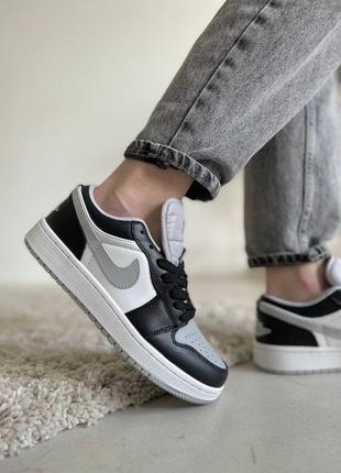 Кроссовки nike air jordan 1 low white silver black9 фото