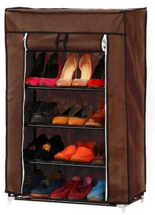 Стелаж тканинний для зберігання взуття combination shoe frame 60x30x90 коричневий