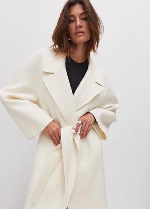Пальто max mara вовняне жіноче молочне рожеве сіре