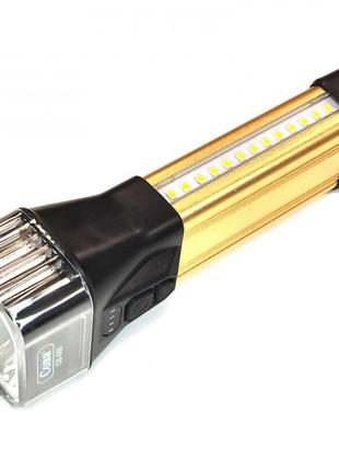 Ручной светодиодный аккумуляторный фонарь лампа с боковым светом coba cb-888 usb золотой