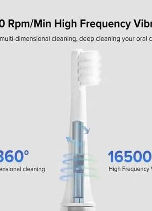 Зубна щітка електрична mijia t100 (white) акумуляторна зубна щітка з режимом м'якого очищення3 фото
