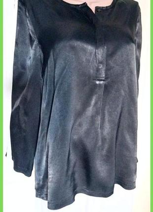 Дизайнерская атласная черная рубашка блуза плотная вискоза р.s mos mosh дания4 фото