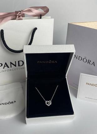 Pandora колье "блестящее сердце бесконечности"