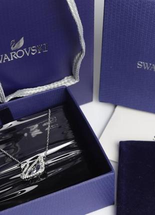 Swarovski підвіска срібний лебідь з голубим кристалом