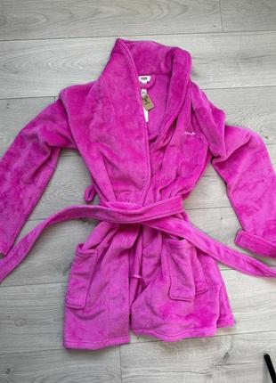 Халат victoria's secret short cozy robe fucshia frenzy9 фото