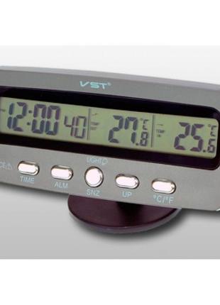Настольные часы с термометром и выносным датчиком vst-7045 синяя подсветка