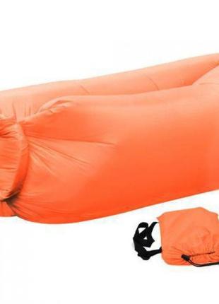 Ламзак надувной диван lamzac гамак, шезлонг, матрас двухслойный оранжевый1 фото