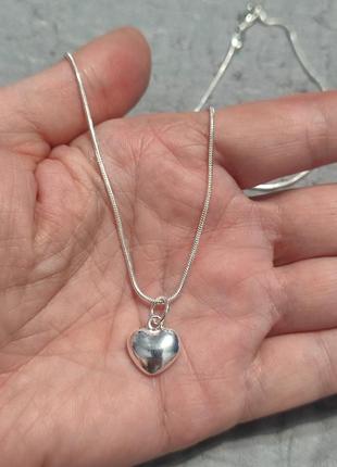 Подвеска сердце серебро 925 покрытие кулон сердечко цепочка9 фото