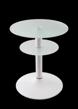 Скляний кавовий стіл commus bravo solo 400 k ss-white-wtm602 фото