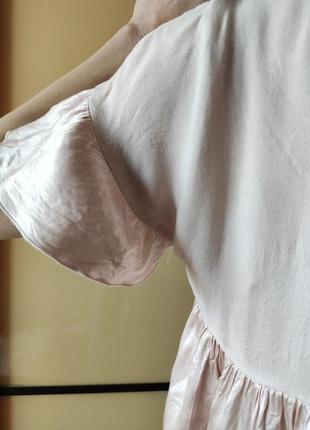 Топ блуза в оверсайз с воланом zara розово-пудровый 100 вискоза❤9 фото
