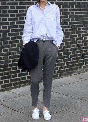 Вовняні класичні сірі штани з високою талією від бренду disley 60%wool1 фото