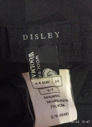 Вовняні класичні сірі штани з високою талією від бренду disley 60%wool6 фото