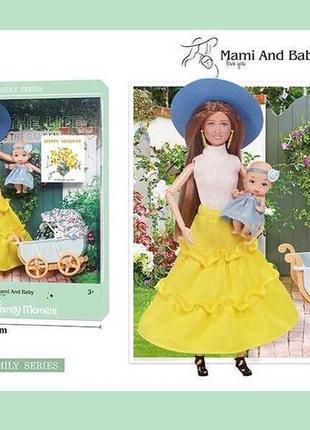 Кукла с аксессуарами a 790-3 высота 30 см, младенец, съемная обувь, шляпа, аксессуары, коляска, в коробке
