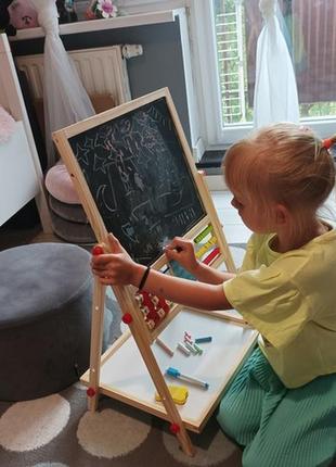 Мольберт деревянный двухсторонний вращающийся, обучающая дошка для рисования kruzzel 224728 фото