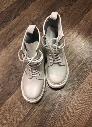 Кожаные ботинки, гринверсы (белые)2 фото