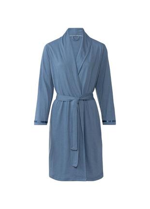 Легкий жіночий халат на запах з довгим рукавом s синій livarno home