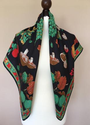 Винтажный шелковый платок шарф christian fischbacher - switzerland 91см*90см6 фото