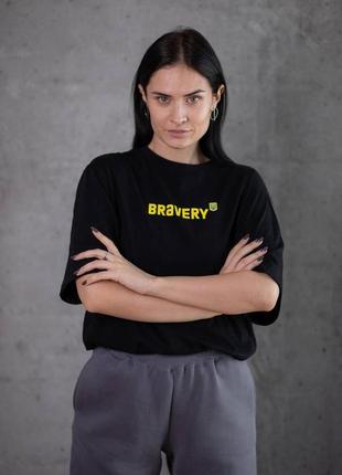 Bravery original чорна футболка oversize