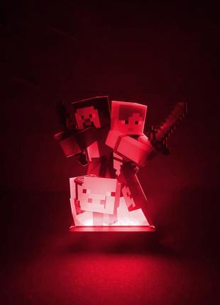 Детский ночник стив и алекс из майнкрафт minecraft