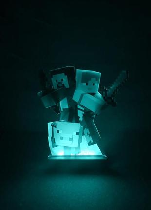 Детский ночник стив и алекс из майнкрафт minecraft