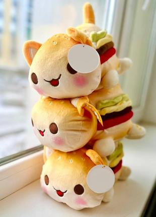 М'яка плюшева іграшка кіт бургер aphmau cat food 25 см кіт аніме афмау