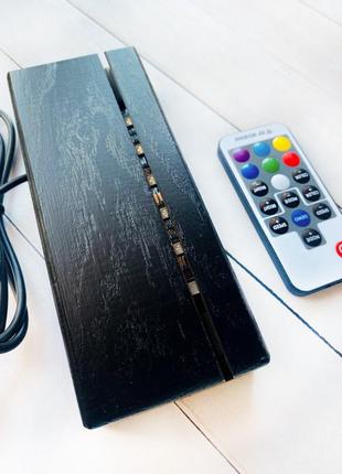 Вав! детский ночник-светильник "майнкрафт куб" с настройкой света (на чёрной подставке)