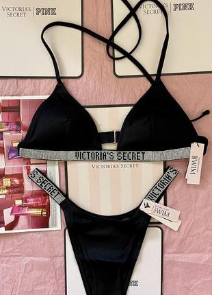 Купальник со стразами victoria's secret bikini shine strap triangle оригинал1 фото