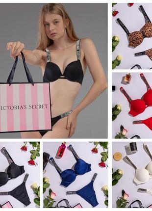 Комплект женского нижнего victoria's secret push-up rhinestone2 фото