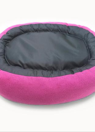 Лежак овальний для собак та котів магнус zoo-hunt рожевий №4 70х100х25 см4 фото