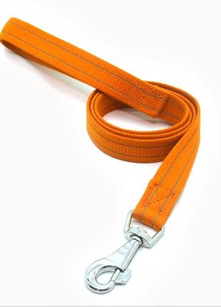 Поводок брезентовый светоотражающий для собак zoo-hunt пб 2,5 см 120 см оранжевый