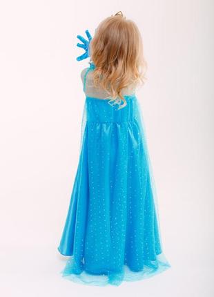 Карнавальное платье эльзы со шлейфом для девочки 3-9 лет7 фото