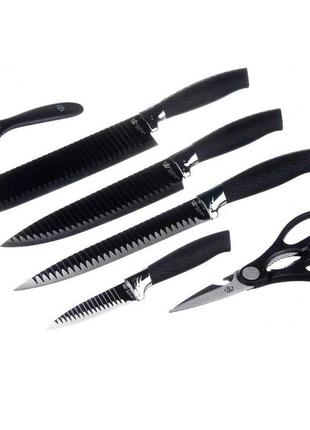Набір кухонних ножів із сталі 6 предметів genuine king-b0011, набір ножів для кухні, кухонний набір ножів10 фото