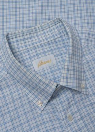 Brioni  blue check shirt  чоловіча сорочка1 фото