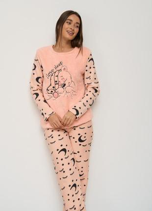 Женскиая  теплая пижама с брюками велюрсофт и флис4 фото