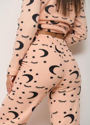 Женскиая  теплая пижама с брюками велюрсофт и флис8 фото