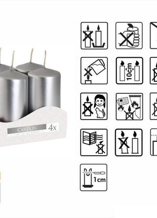 Набор свечек парафинофых свечки металик 4 шт свеча4 фото