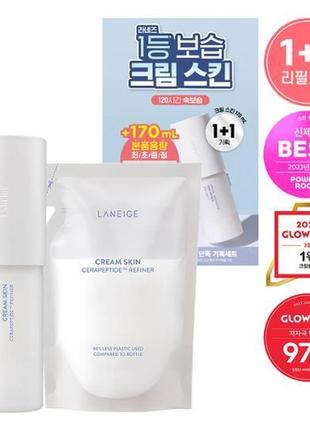 Зволожуючий відновлювальний крем-тонер laneige cream skin cerapeptide refiner 170 мл +170 мл