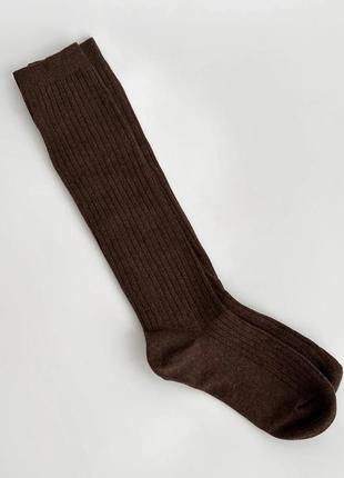 Базовые носки в рубчик, базовые гольфы однотонные, шоколадные гольфы, высокие носки гетры размер: 36-40