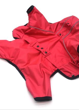Дощовик для собак з капюшоном zoo-hunt сільвер червоний №0 25х40 см3 фото