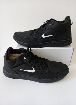 Мужские черные теплые дутики с мехом зима кроссовки ботинки теплые зимние мужские дутики короткие