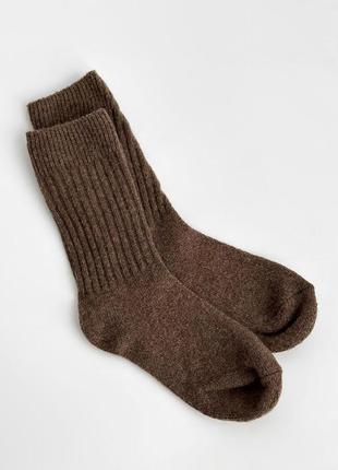 Базовые носки шерстяные, базовые теплые однотонные носки, коричневые носки, высокие теплые носки размер: 36-401 фото