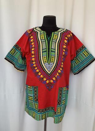 Бохо хиппи этно африканская рубашка дашики хлопок