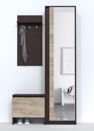 Модульная прихожая брайт 1070 со шкафом, тумбой и вешалкой