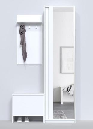 Модульная прихожая брайт 1070 со шкафом, тумбой и вешалкой