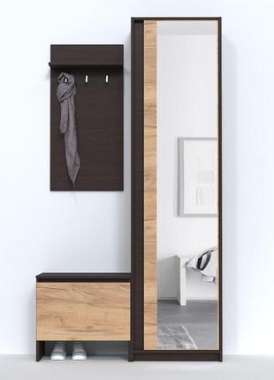 Модульная прихожая брайт 1070 со шкафом, тумбой и вешалкой