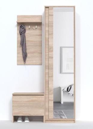 Модульная прихожая брайт 1070 со шкафом, тумбой и вешалкой
