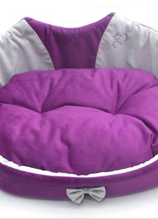 Лежак для собак і котів zoo-hunt містик-котик фіолетовий №1 320х430х180 мм3 фото