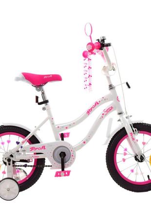 Велосипед детский prof1 y1494 14 дюймов, розовый от lamatoys3 фото
